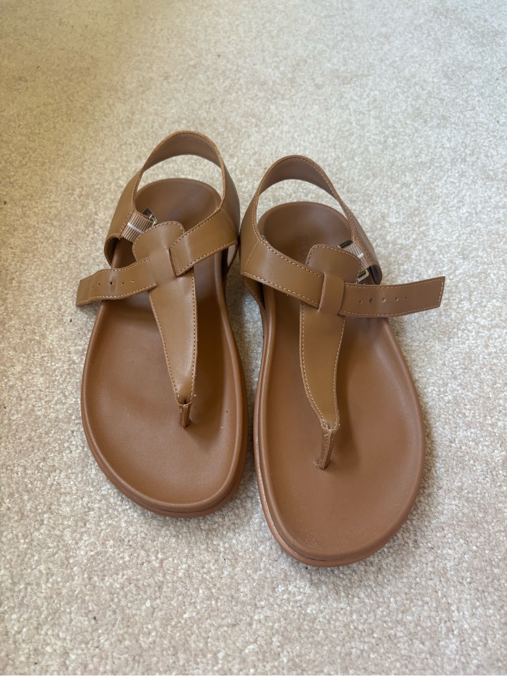 Blondo Tan Leather T-Strap Slingback Sandals